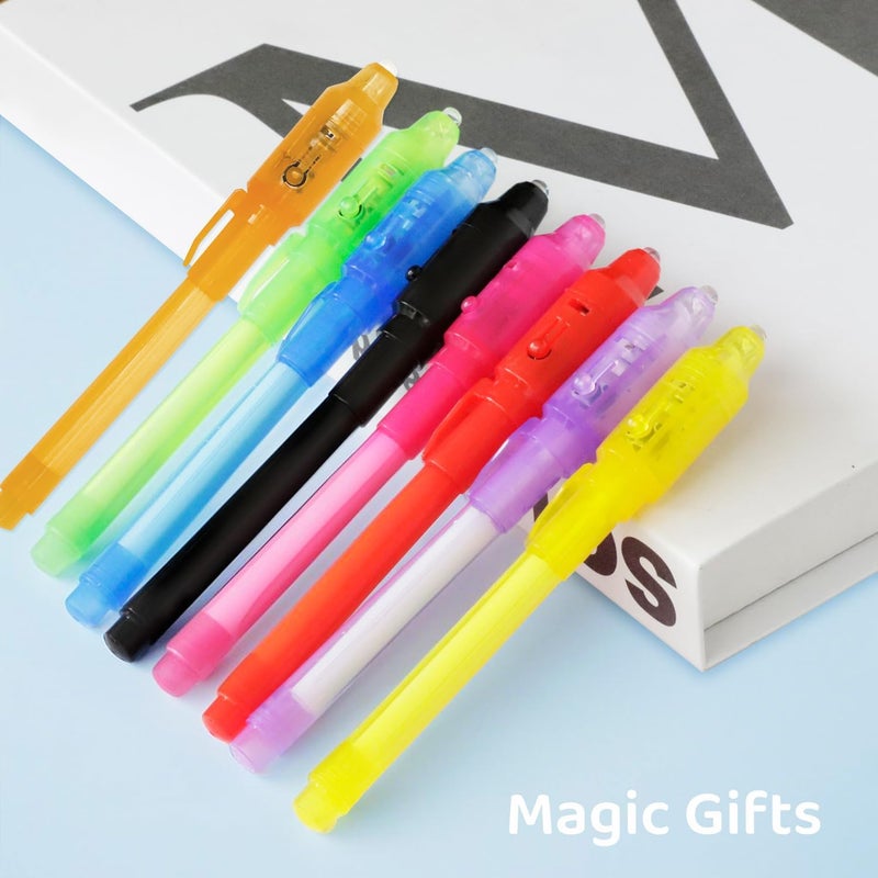 TIDALJAM 32 Pack Invisible Ink Pens with UV Light, 8 Colors Glow ， Secret Message Writing Detective Party Favors, Birthday Christmas Halloween Goodie Bag Stuffers Classroom Prizes School Supplies - Image 4